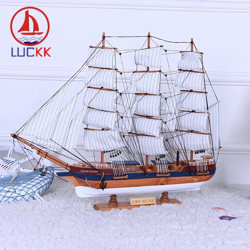LUCKK 70 60 CM Simon Bolivar DIY Wooden Model Ships Creative Home Interior Wood Decoration Accessories Crafts Mediterrean Style | Дом и сад
