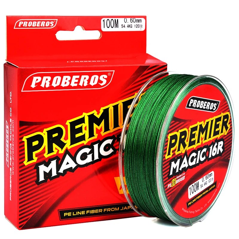 

PROBEROS 100M 16 Weaves PE Fishing Line 16 Stands Japan Braided Wire Available 40LB-120LB PE Line Tackle Red Package