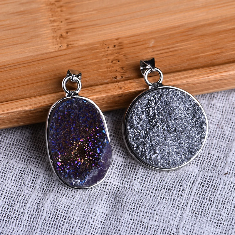 Стильные цветные радужные амулеты подвеска КАПЛЕВИДНАЯ титаия Druzy амулет для сережек ожерелье ювелирные изделия