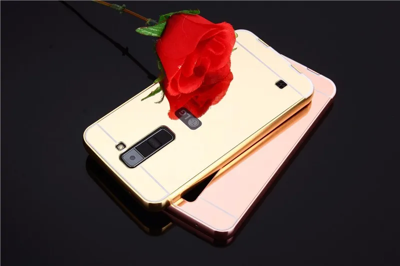 Чехол-бампер для LG K8 K350, роскошный зеркальный чехол цвета розовое золото на K8 K350 K350E K350N 5," K8, задняя крышка, алюминиевый корпус