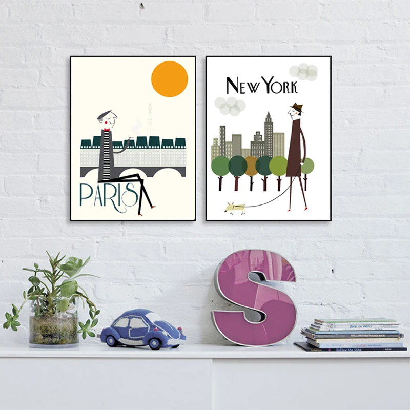 Скандинавский плакат настенная живопись на холсте Лондонский Нью-Йорк Парижские