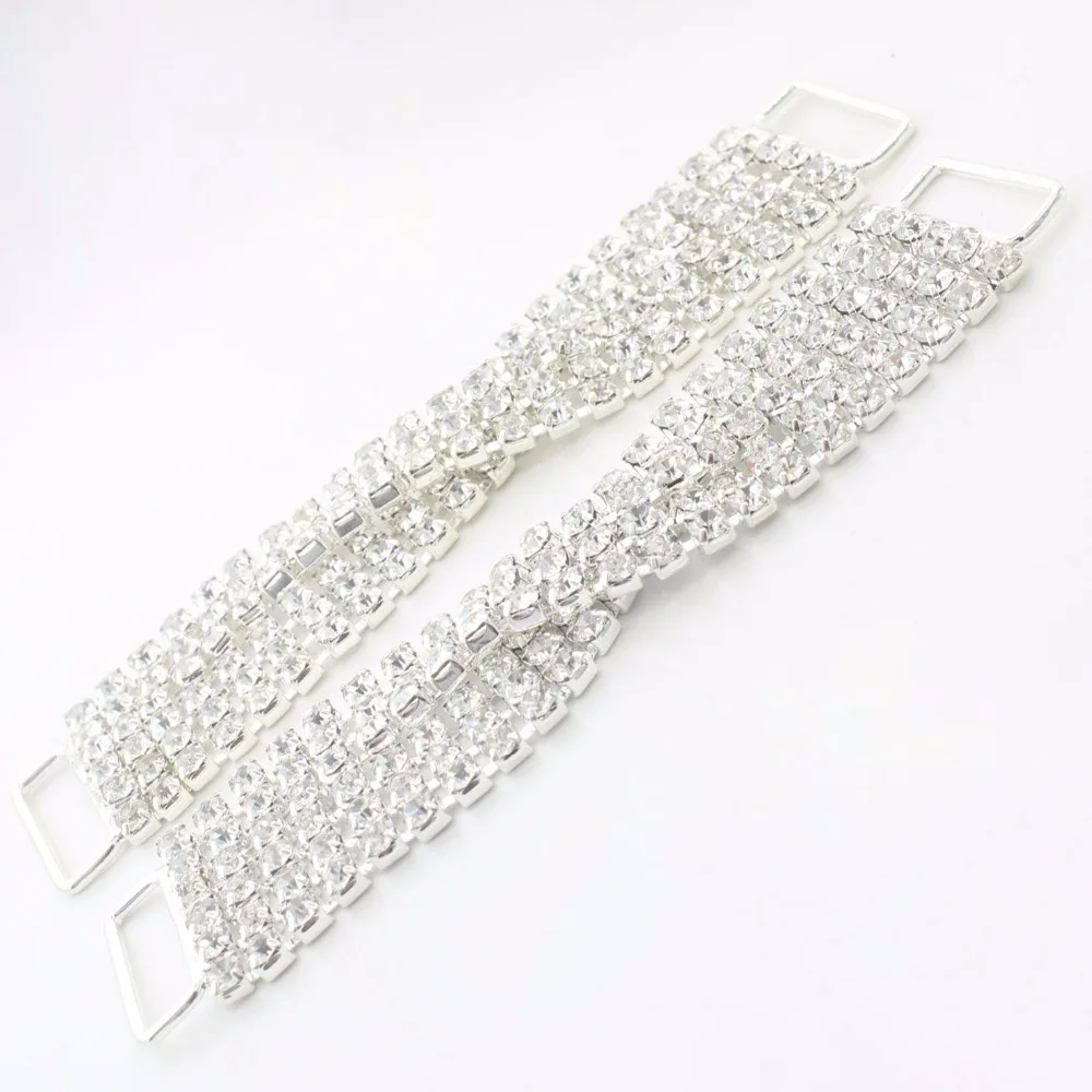 

90mm 3 1/2" Diamante Crystal Rhinestone Connectors Bikini Bra Chain For Swimming Wear Shoe Solid Silver Belt Buckle Invitation
