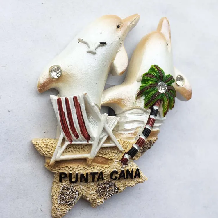 3D Смола Испания Доминика Punta Cana туристические сувенирные магниты на холодильник Дельфин холодильник магнитная наклейка домашний декор