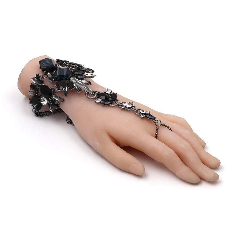 Black Bracelet JURAN, сексуальный массивный браслет с кристаллами,, ножные браслеты и браслеты в богемном стиле, женские браслеты с кристаллами, для женщин, макси ювелирные изделия Q1207 - Окраска металла: Black Bracelet
