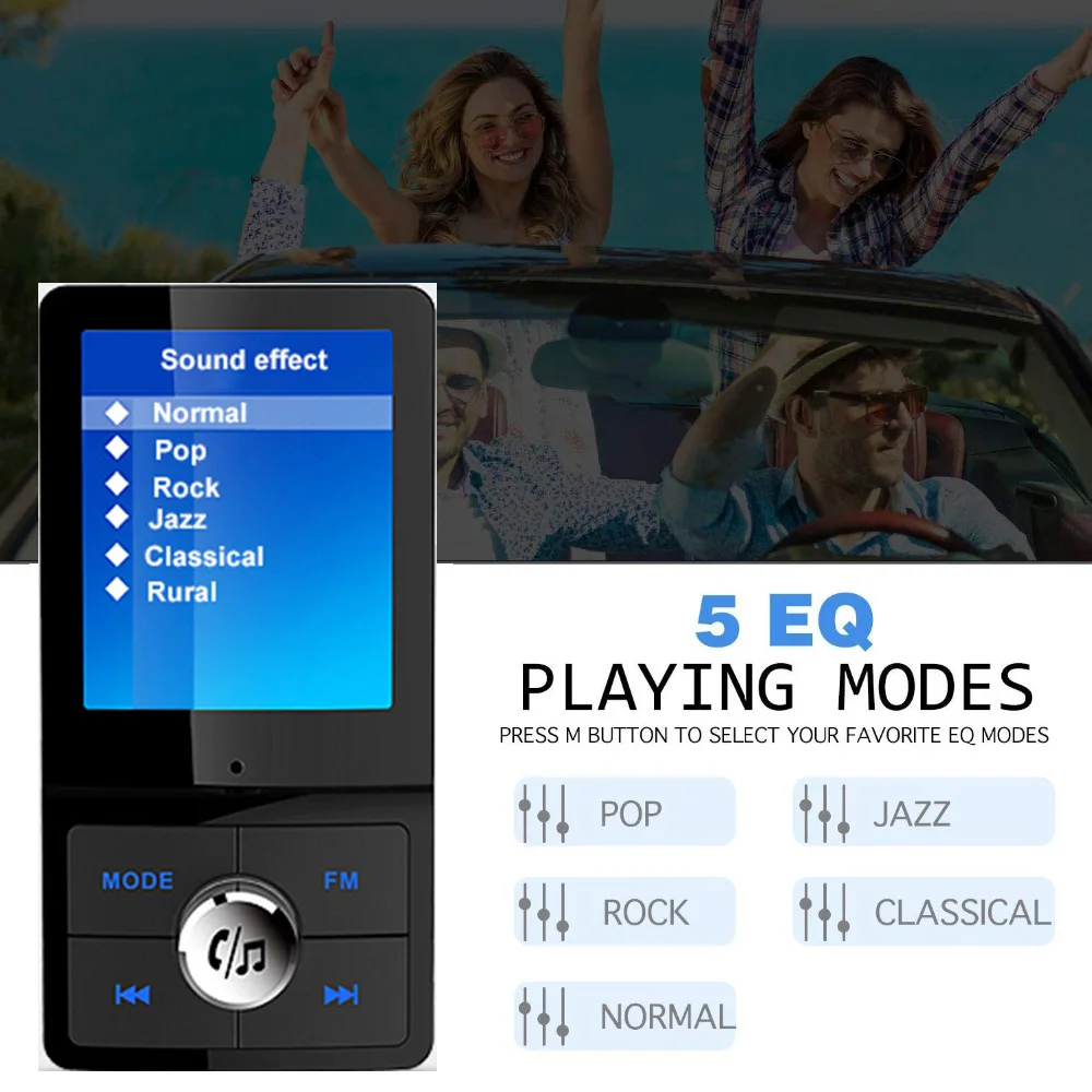 Konrisa 1,7" большой экран Bluetooth fm-передатчик Aux вход Handsfree автомобильный комплект MP3 плеер QC3.0 двойной USB порт Поддержка TF карты