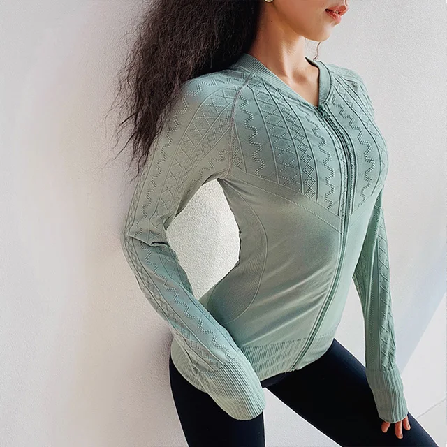 Green Женская спортивная куртка Dri Fit, куртка для йоги, Спортивная Толстовка, Sudadera, куртка для бега, женская спортивная одежда, Джерси, Mujer - Цвет: Green