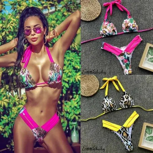 Женский купальник бикини с леопардовым принтом и пуш апом 2019|Купальники| |