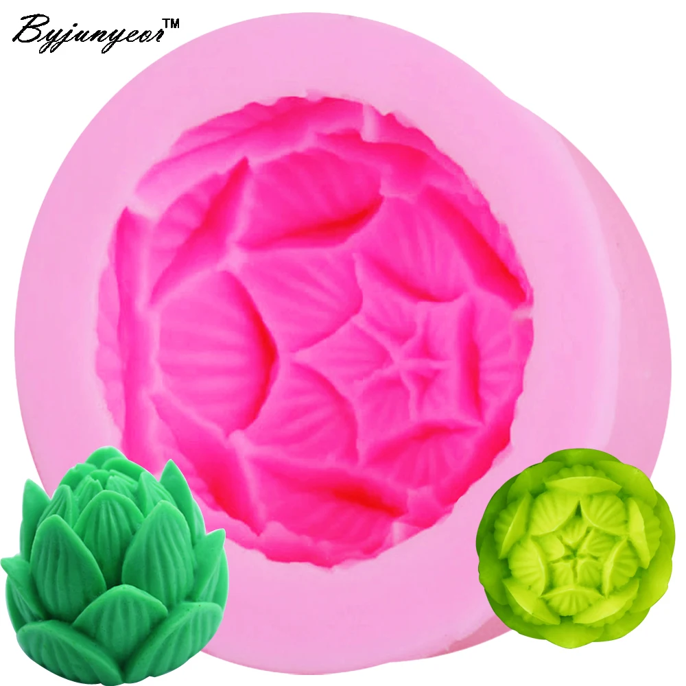 

Byjunyeor S104 Lotus Flower Candle Silicone Mold Fondant Chocolate Candy Crystal Epoxy Clay Plaster Concrete Soap Mould
