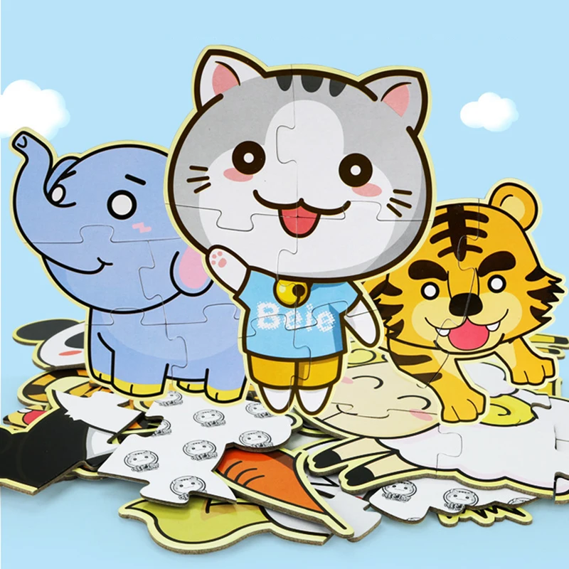 INBEAJY Детские Обучающие головоломки животные Кошка/собака/Тигр Развивающий Пазл