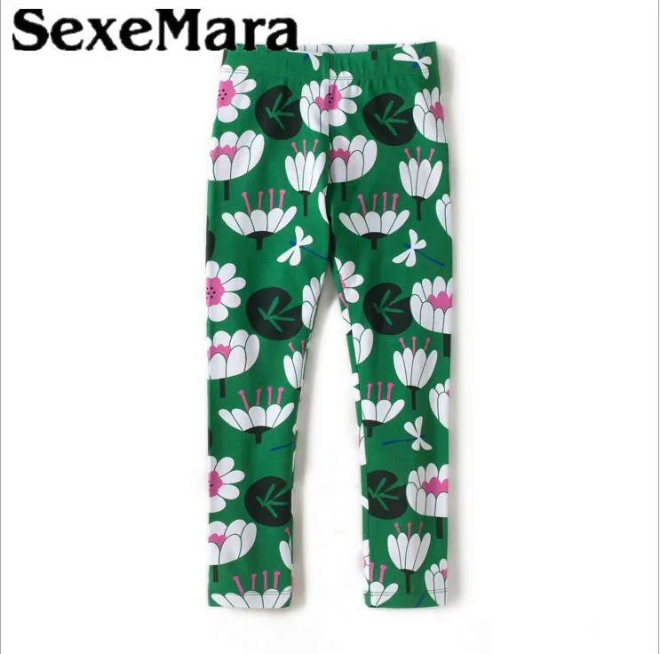Sexemara/штаны для девочек с цветочным принтом детские штаны Демисезонный леггинсы