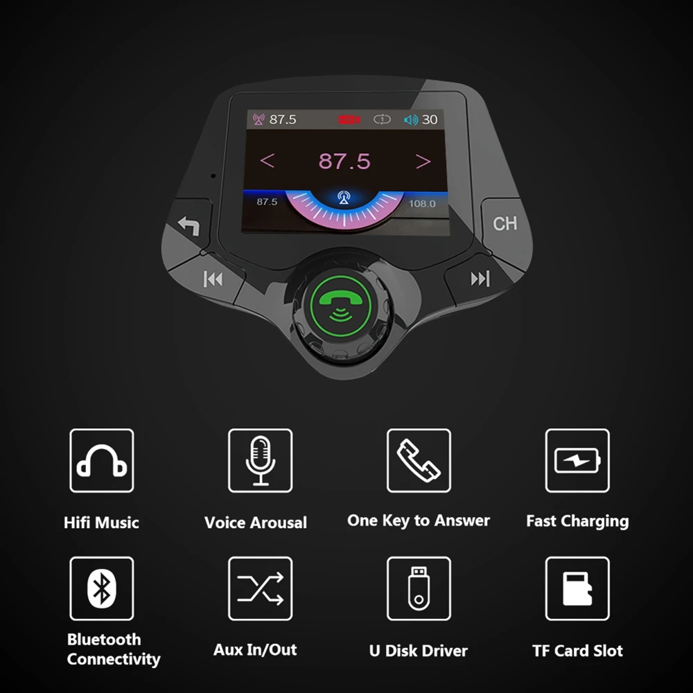 G24 HD цветной экран беспроводной автомобильный комплект Bluetooth MP3 плеер Hands-free вызов fm-передатчик автомобильный комплект поддержка QC 3,0 быстрое зарядное устройство