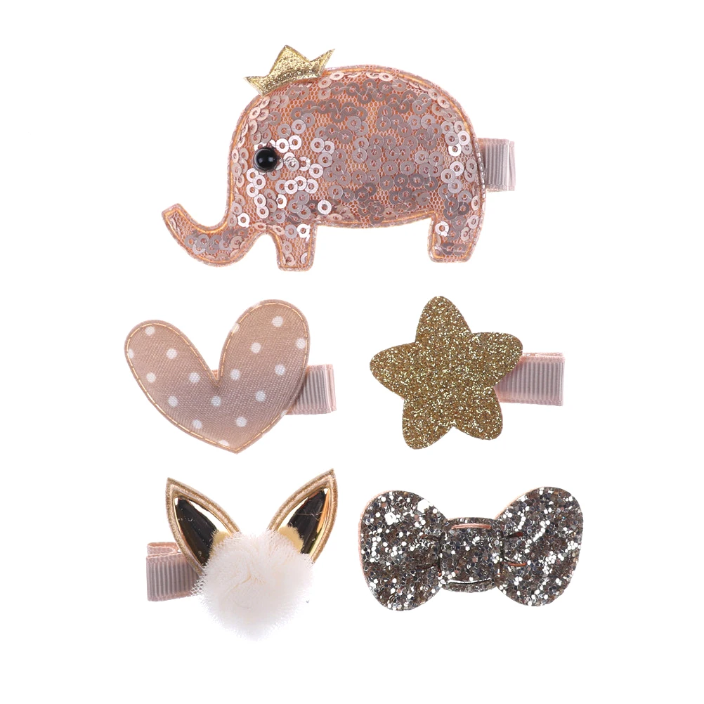 5pcs Head wear Set Children Elastic Bow knot Hair Clips Crown Rabbit Flower Barrettes Hairpins Kids bow Girls Gift | Детская одежда и