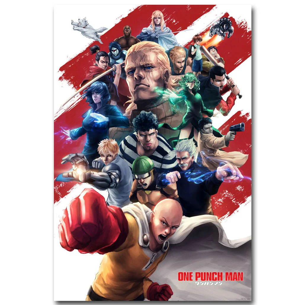 One Punch Man винтажное искусство шелковая ткань плакат Принт 13x20 24x36 дюймов японское аниме картина для украшения стен комнаты Saitama 018 - Цвет: Тёмно-синий