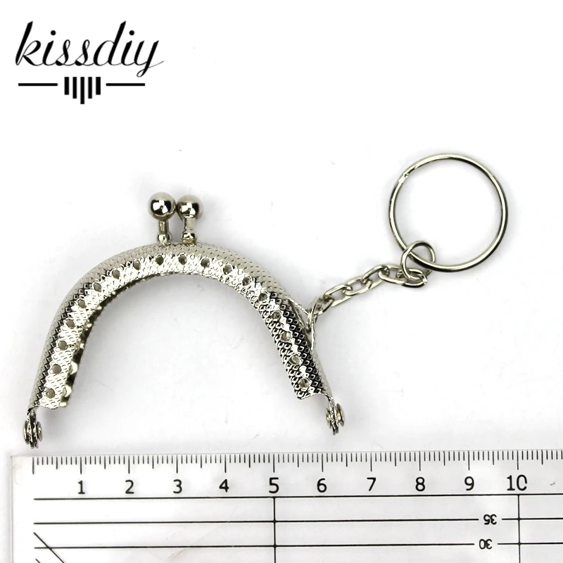 KISSDIY 20 шт./партия 6,5 см серебряный металлический кошелек рамка с брелок для ключей Мини поцелуй ручка с пружинным фиксатором для сумки аппаратное обеспечение aeccessory