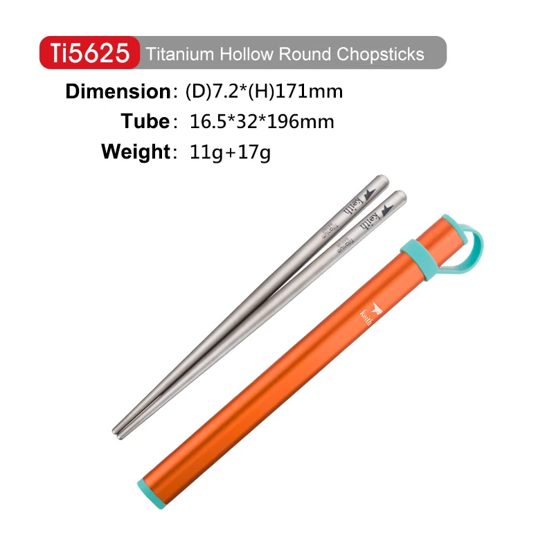 Ti5625-kid-orange Keith открытый Титан круглые квадратные палочки для еды с алюминиевой крышкой трубки кемпинг Пикник путешествия детская посуда столовые приборы Ti5822 - Цвет: Ti5625-kid-orange