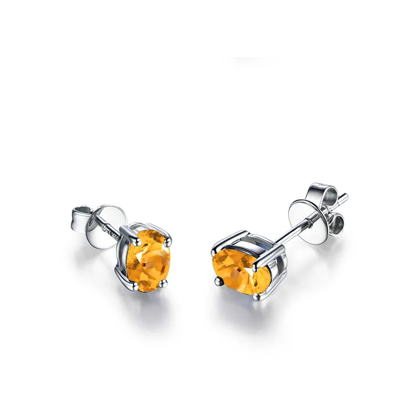 AINUOSHI натуральный цитрин серьги стержня 2.5ct овальной огранки драгоценных камней Обручение вечерние Для женщин Jewelry 925 пробы серебряная шпилька серьги