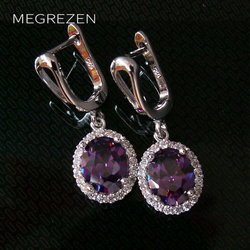 Яркие фиолетовые серьги с искусственными драгоценностями модные украшения