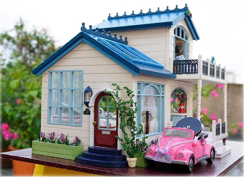 Кукольный дом Poppenhuis Каса де Boneca романтика, Прованс лаванда Миниатюрная модель деревянная игрушка мебель трансформер кукольный домик A032