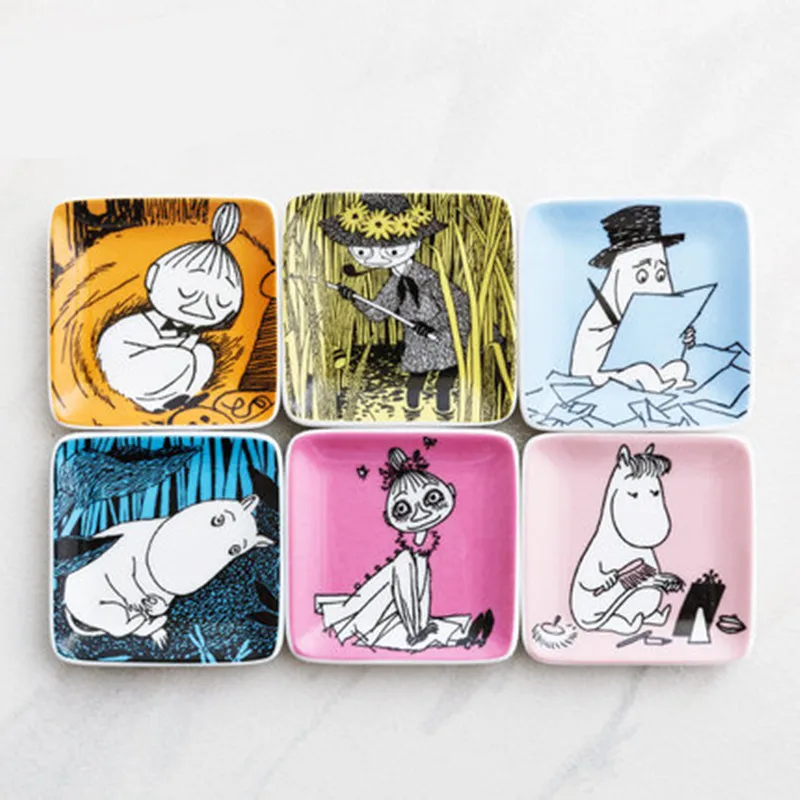 6 шт. Moomin tabak takimlari platos de madera блюдо для масла assiette bois porcelana botervloot керамическая