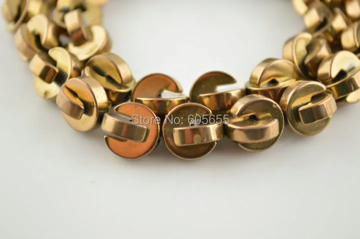 Позолоченные бусины 10 мм в форме пакмана из гематита подходят для