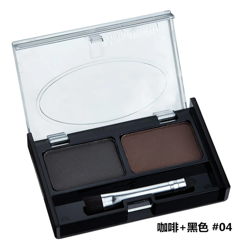 Профессиональный макияж для бровей 2 цвета тени пудра с кистью торт темно
