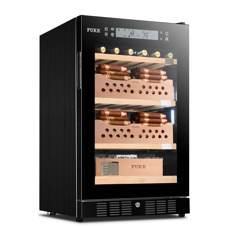 FUKE шкафчик для хранения сигар "humidor" Роскошная светодиодная подсветка humidor роскошный сигарный шкаф винный шкаф сигарный винный охладитель FK-28CW5