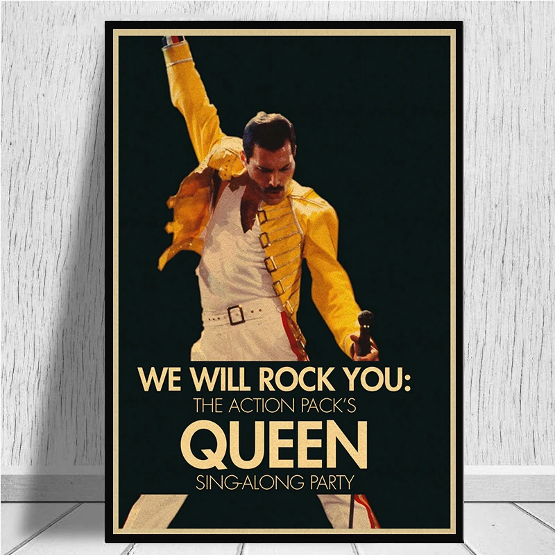 С группой Queen музыкальный крафт Бумага плакат Винтаж печатным рисунком основа декоративная настенная живопись Стикеры