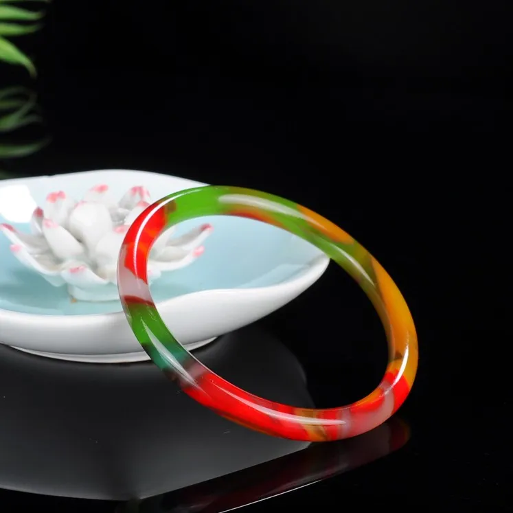fine jewelry 58-60mm Xinjiang quartzite jade colorful round bracelet | Украшения и аксессуары
