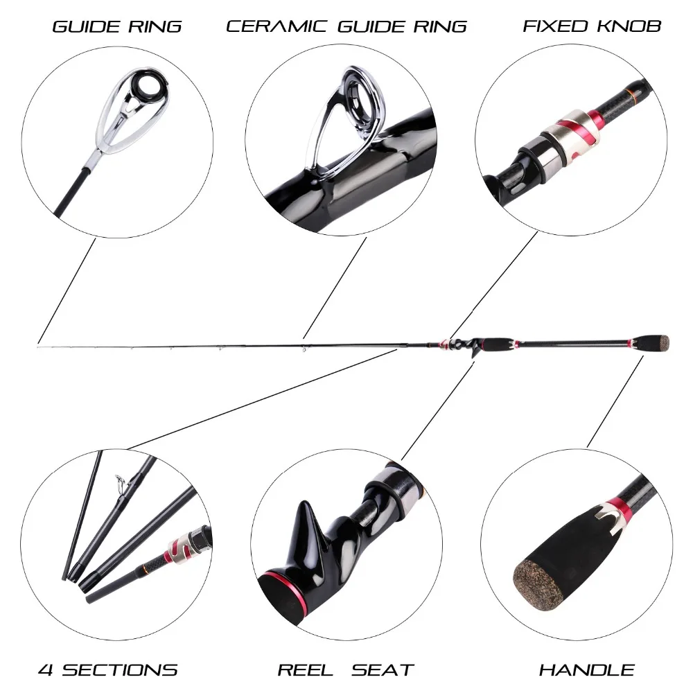 Sougayilang, 1,8 м, 2,1 м, приманка, 4 секции, литье, для путешествий, карбоновая спиннинговая удочка, портативная удочка, удочка для соленой воды