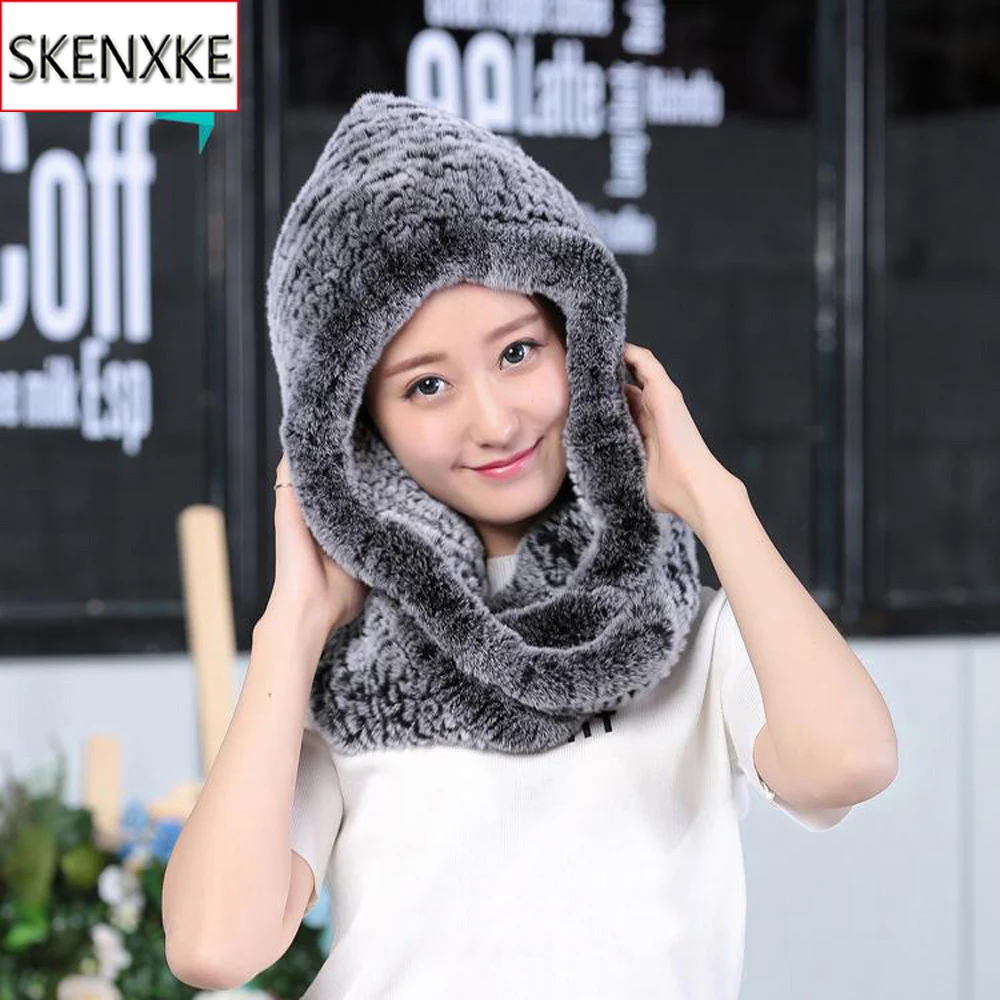 Зимние женские теплые меховые шарфы женский модный шарф с капюшоном из