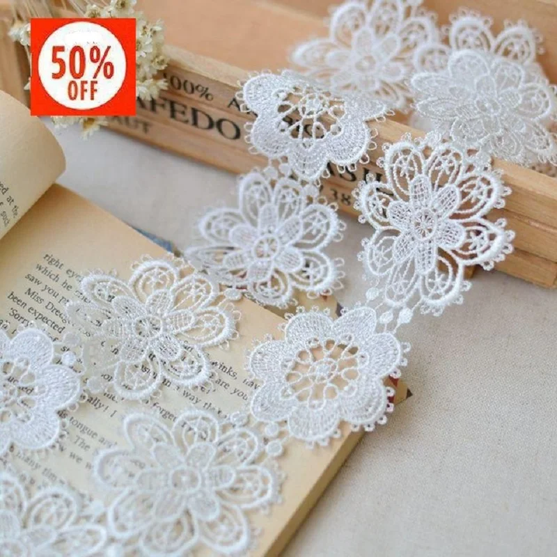 См 6 см цветок двойной высокое растворимые кружево вышивка Материал для ручной