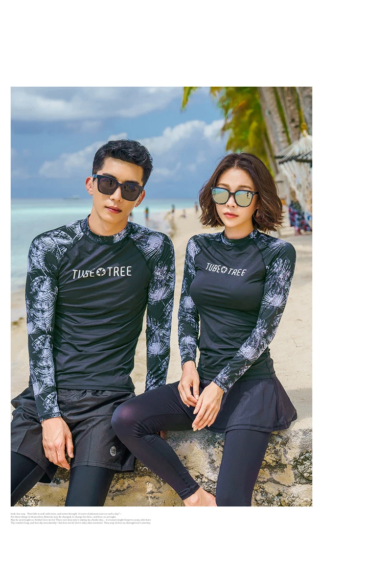Rashguards для мужчин и женщин 3 шт. рубашка с длинными рукавами шорты брюки купальники для пар серфинг для купания Костюмы Гидрокостюмы Новинка
