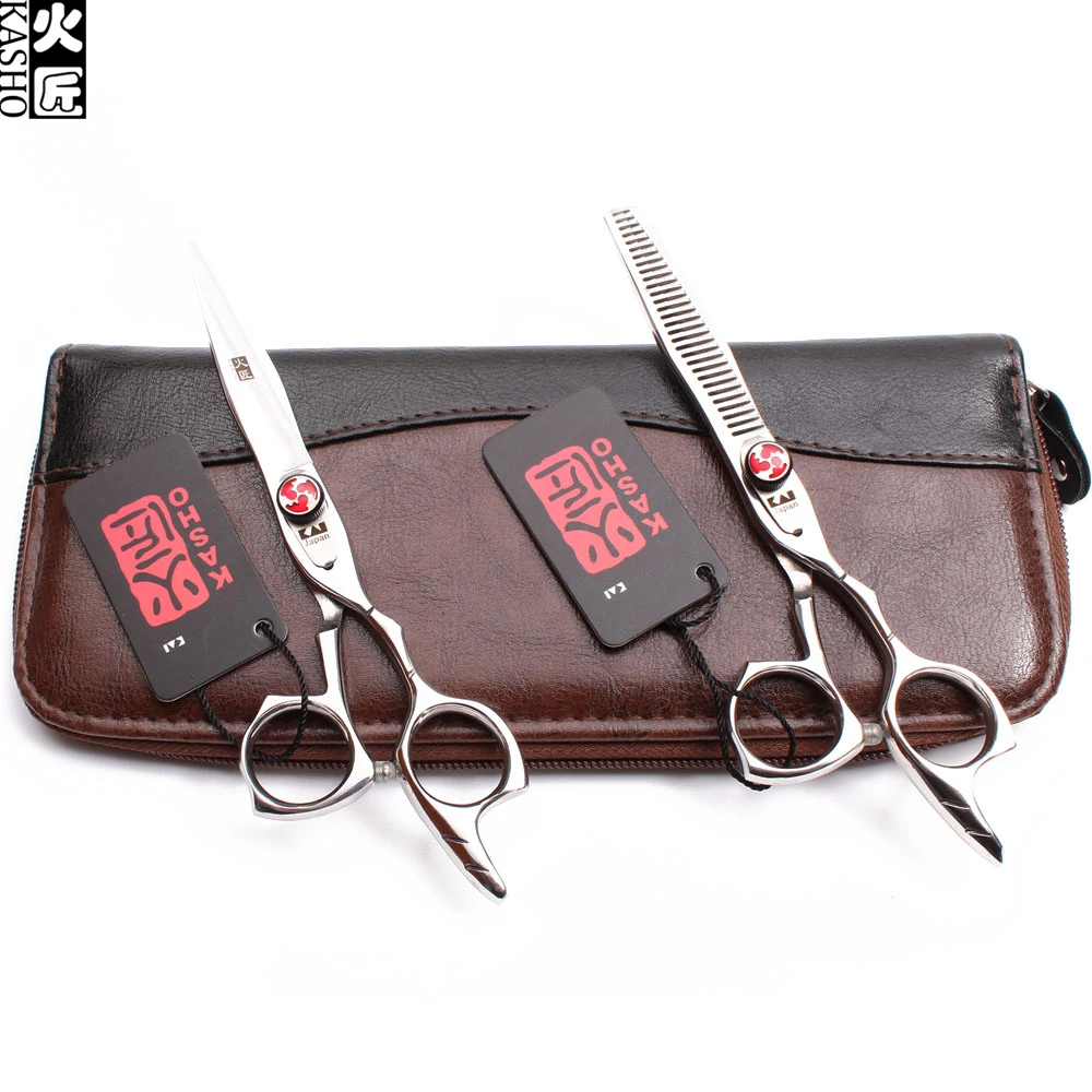 H9017 5.5In. 16 см Kasho блестящие 440C парикмахерские ножницы филировочные