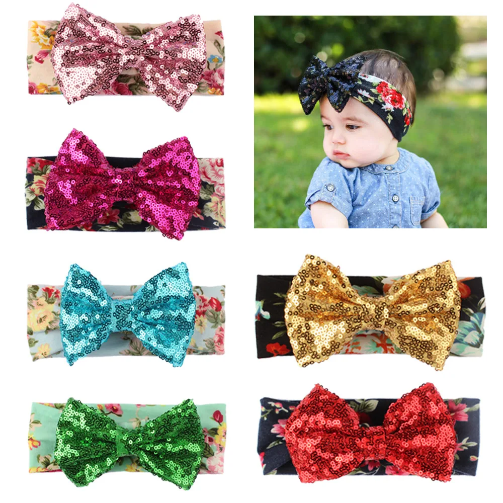1 шт. 2018 Bebe Boho головной убор с блестками бантик для волос повязка на голову тюрбан
