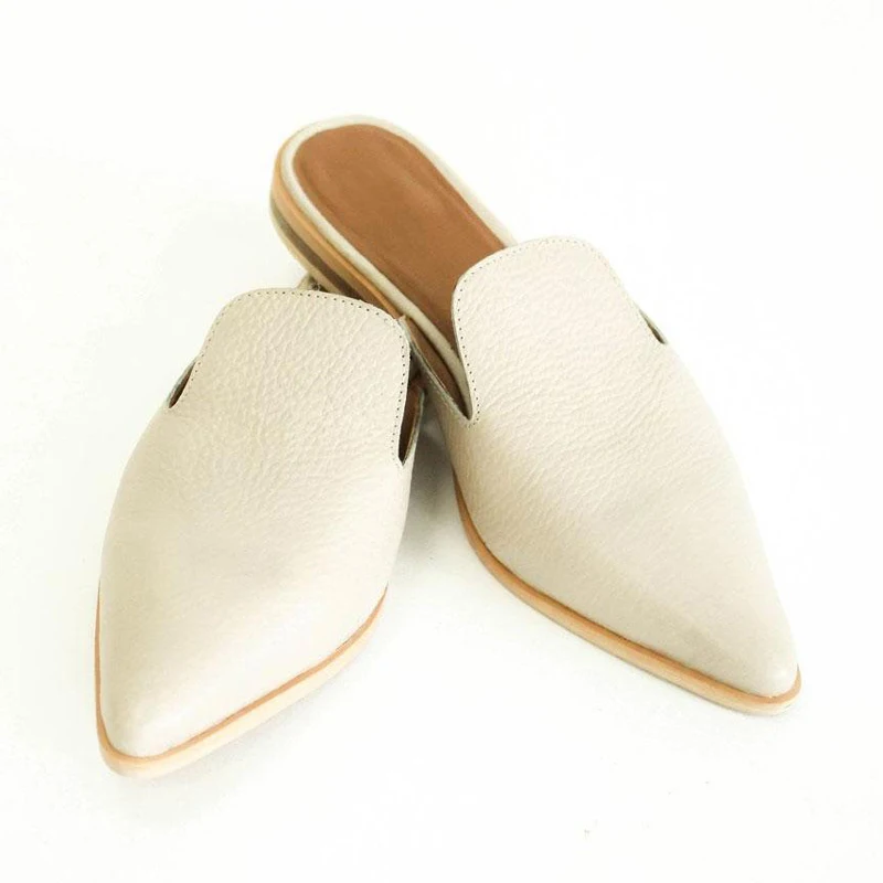 Beige PUIMENTIUA/женские шлепанцы на низком каблуке из искусственной кожи; модная обувь без задника с острым носком; сандалии в стиле пэчворк; женская обувь; zapatos mujer; - Цвет: Beige