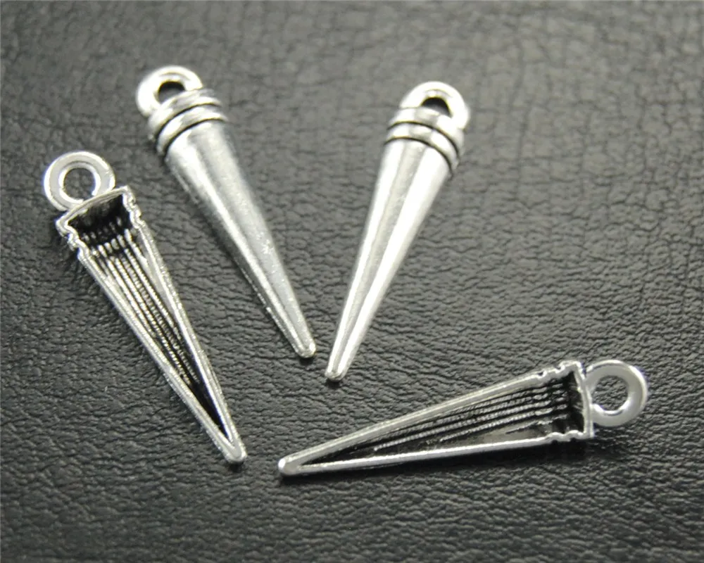 100pcs Silver Color Spike Charm Pendant DIY Necklace Bracelet Bangle Findings 21x5mm A1807 | Украшения и аксессуары