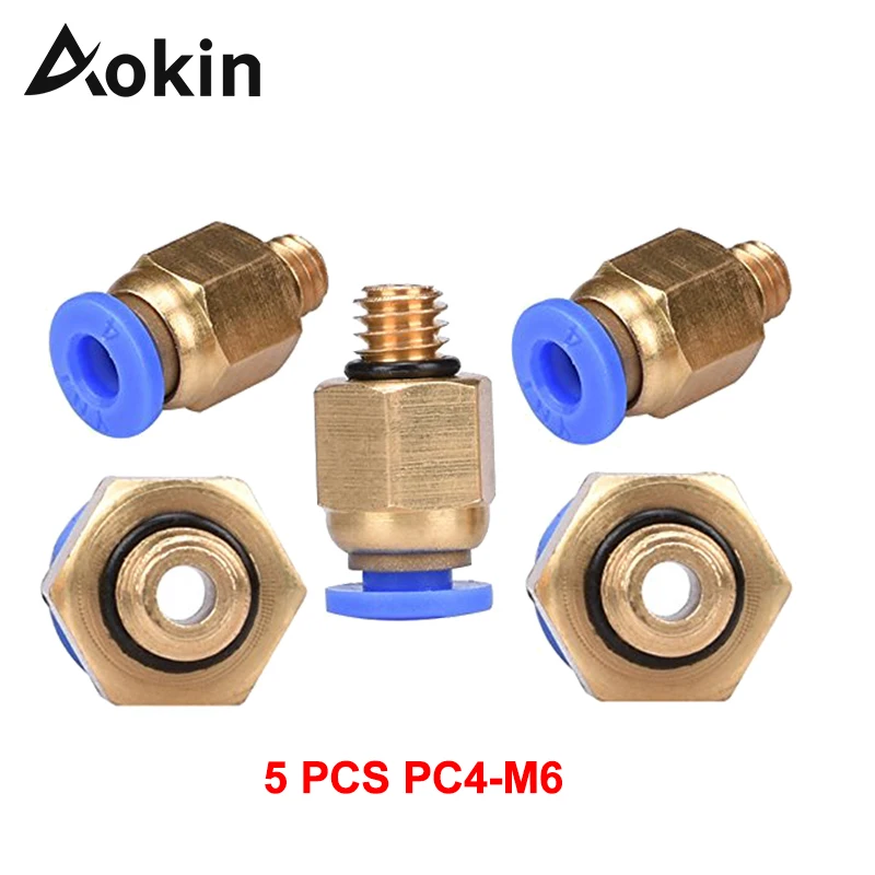 Aokin 5 шт./лот PC4 M6 прямой пневматический Фиттинг для подключения + быстроразъемный