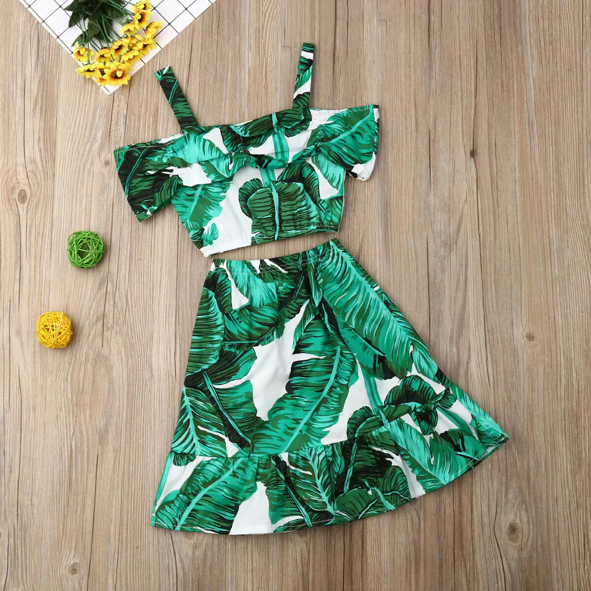 Комплект детской одежды Pudcoco из 2 предметов футболка с открытыми плечами и