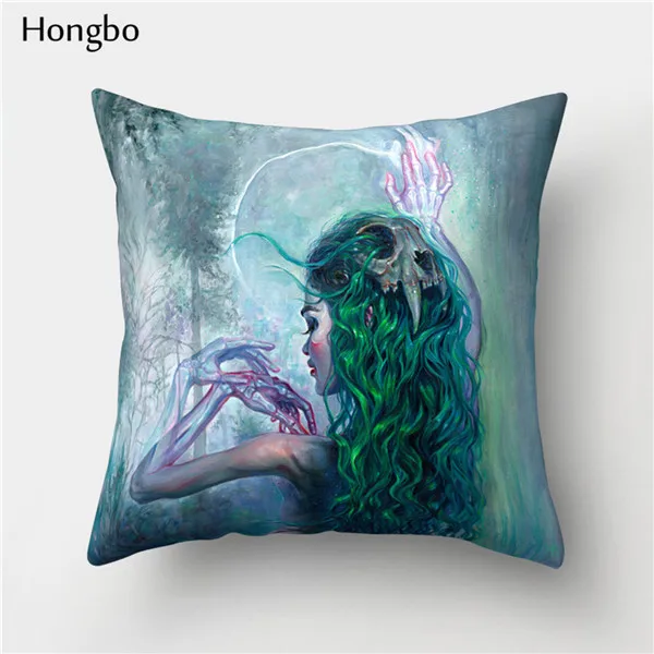 Hongbo, 1 шт., Женская Подушка с черепом, птица, сова, для девочек, узор, домашний декор, декоративные подушки, наволочка, наволочка - Цвет: 13