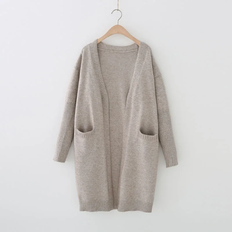2019 Повседневный длинный вязаный кардиган Осенний корейский женский свободный