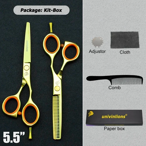 5501-KIT 5,5/" золотые ножницы univinlions ножницы для волос японская Парикмахерская Ножницы парикмахерские принадлежности Парикмахерские ножницы - Цвет: 5501-KIT