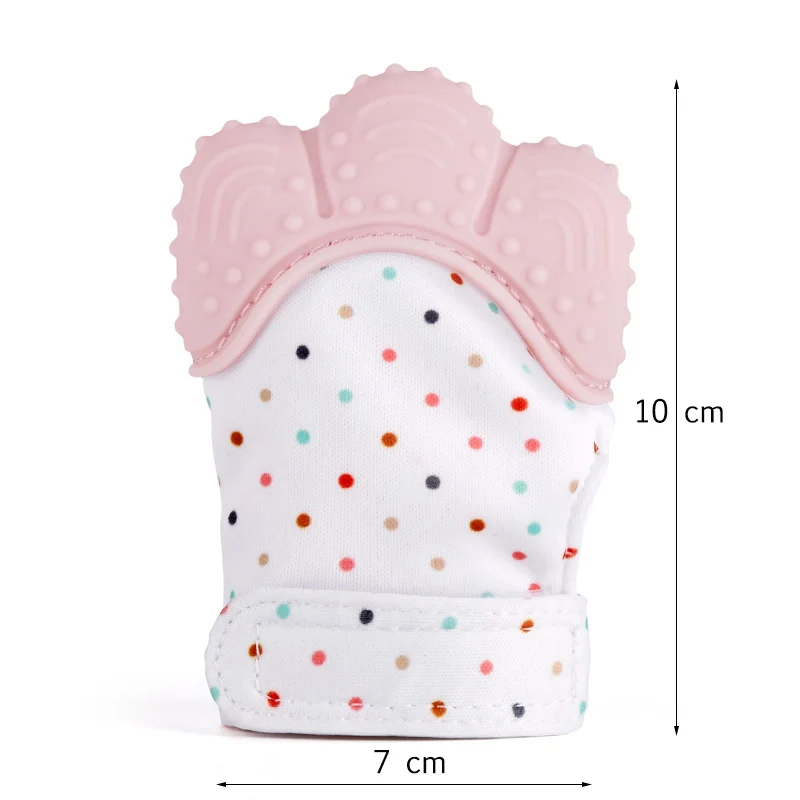 

1 Pair Silicone Baby Teether Pacifier Glove Natural Thumb Sound Teething Chewable Nursing Beads Infant BPA Free Pastel 2T0400