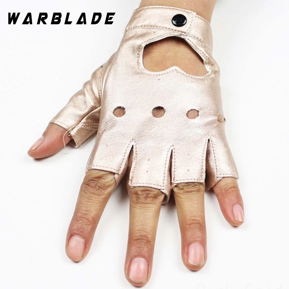 Модные женские кожаные перчатки WarBLade без пальцев со звездочками с вырезами