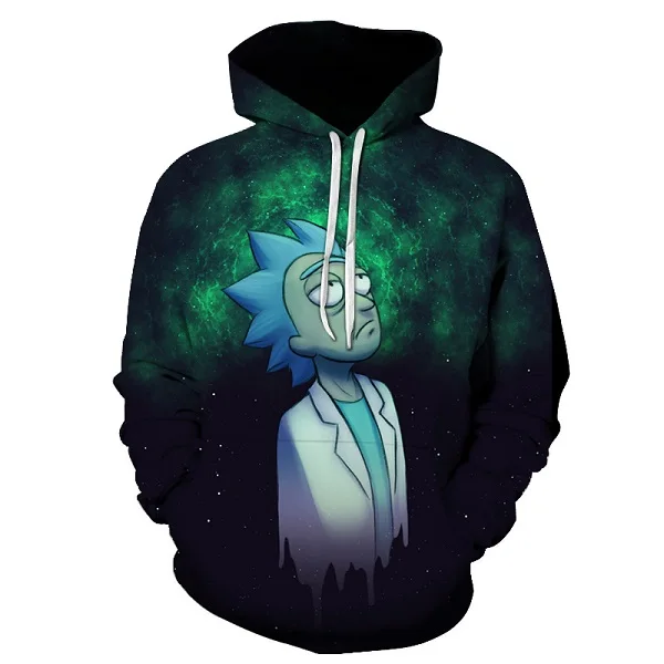 Новые Пользовательские 3D толстовки хип-хоп Мужская/женская шапка с забавным принтом Рик Морти Crazy Scientist зимние свободные тонкие толстовки с капюшоном топы - Цвет: LMWY-348
