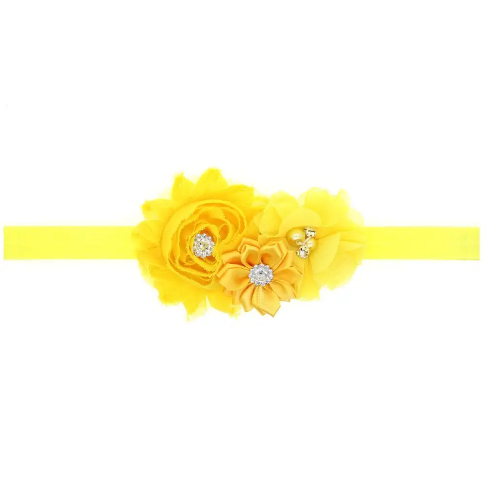

Baby Girls headbands Flower Bows Rhinestones Infant Kids Hair Accessories with chiffon flowers Cute lovely Hair Ornaments Head b