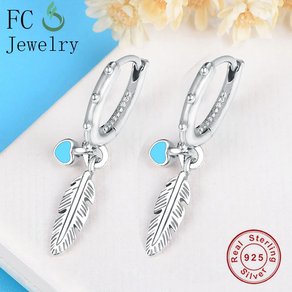 Символические свободы и надежды сердце перо подвесные серьги гвоздики Твердые 925