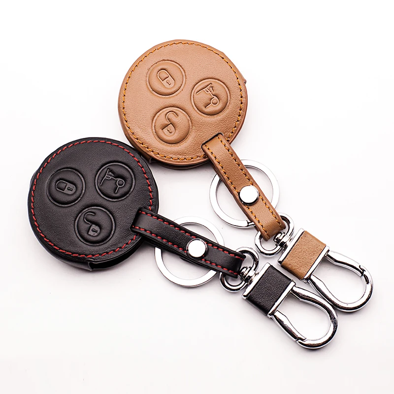 Чехол для автомобильного ключа из натуральной кожи с двумя и тремя кнопками|button