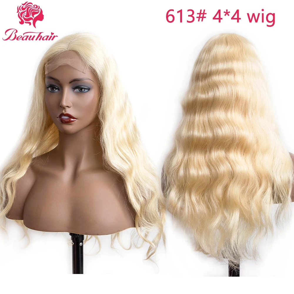 Бразильские волнистые волосы Remy Blonde 4*4 парик из 613 человеческих волос для черных женщин предварительно сорвал с волосами младенца