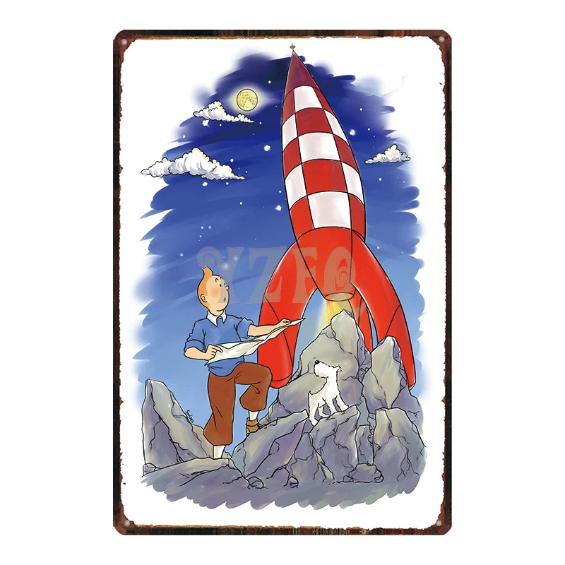 DU2538 Tintin мультфильм Mteal знак табличка Металл Винтаж кафе дома искусство детская комната Настенный декор уникальный подарок Куадрос DU-2548 - Цвет: DU2538
