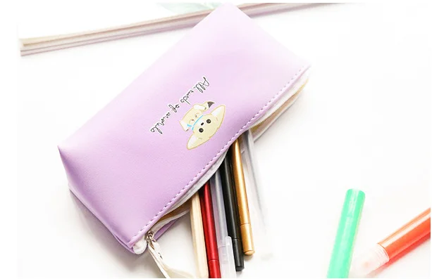 

Cartoon cat pu leather Pencil Case Big capacity pencil bag for kids Stationery office school supplies Escolar Papelaria